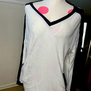 BNWOT Soft Material White with Black Strip